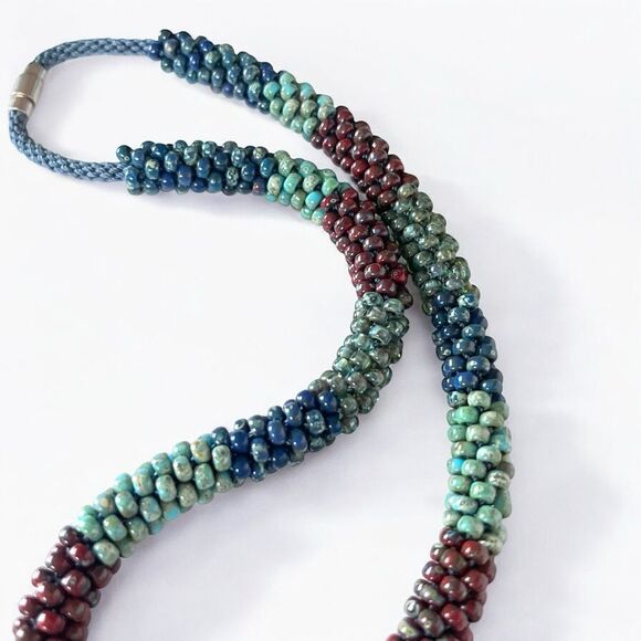 Picasso Seed Bead Woven Rope Necklace - Picture 4 of 5